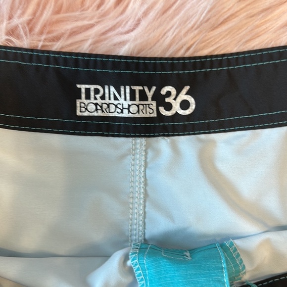 Trinity Board Shorts Teal Blue Swim Surf Trunks 36 - Picture 3 of 6